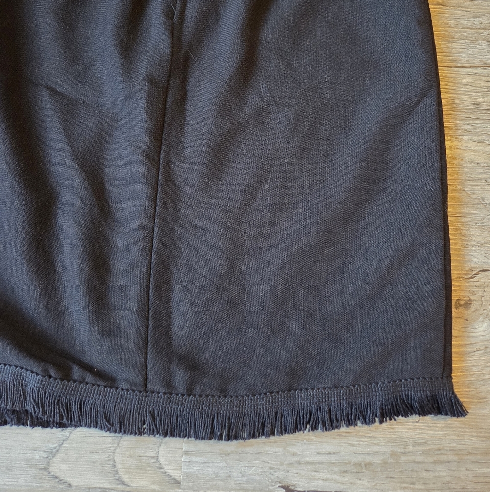 Vintage Johnny Dexter Black Fringe Skirt 90s 80s Y2k Size 8 - Picture 9 of 11
